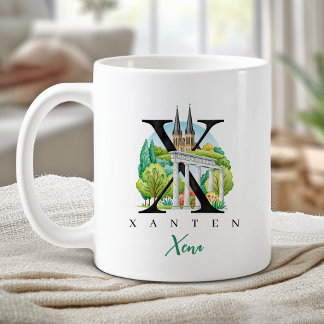 Xanten Germany Monogram Letter X Personalized Gift Coffee Mug