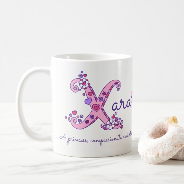 Xara name meaning personalized X monogram mug (With Donut)