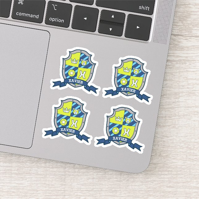 Xavier initial letter X custom name bear crest Sticker (Detail)