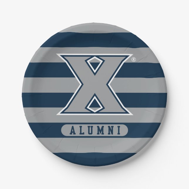 Xavier University Alumni Stripes Paper Plates (Front)