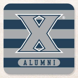 Xavier University Alumni Stripes Square Paper Coaster