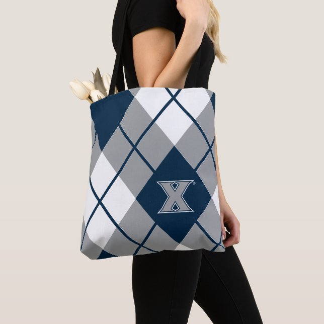 Xavier University Argyle Tote Bag (Close Up)