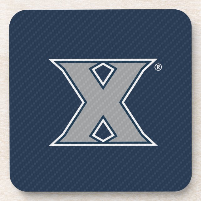 Xavier University Carbon Fiber Pattern Beverage Coaster (Front)