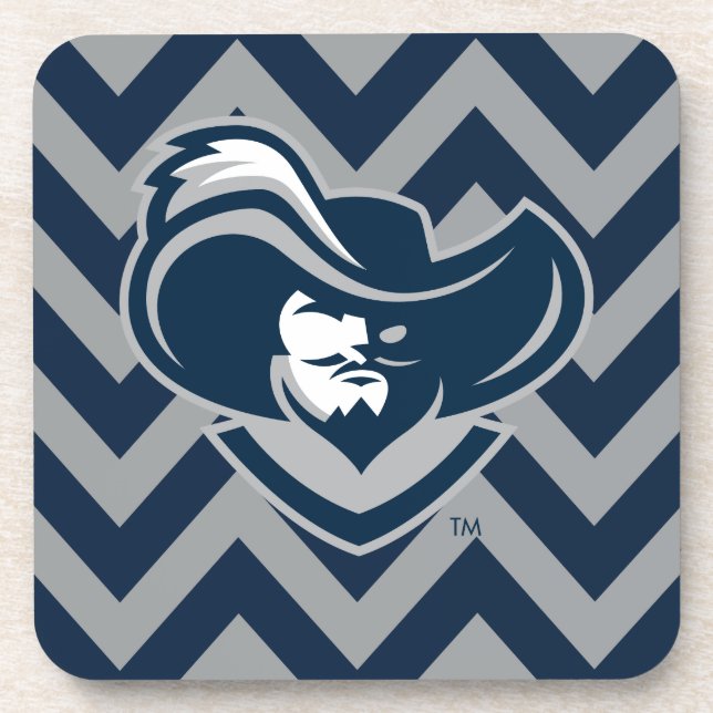 Xavier University Chevron Pattern Beverage Coaster (Front)