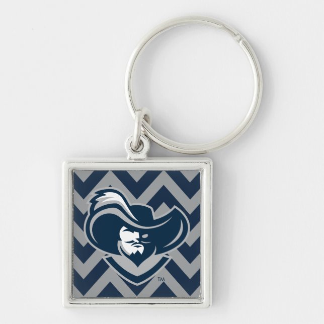 Xavier University Chevron Pattern Keychain (Front)