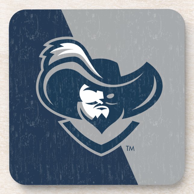 Xavier University Color Block Distressed Beverage Coaster (Front)