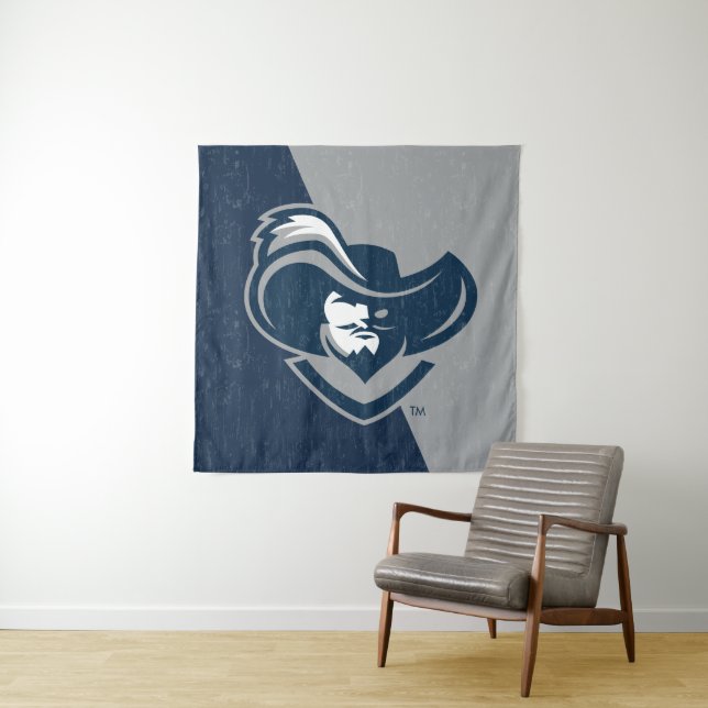 Xavier University Color Block Distressed Tapestry (In Situ)