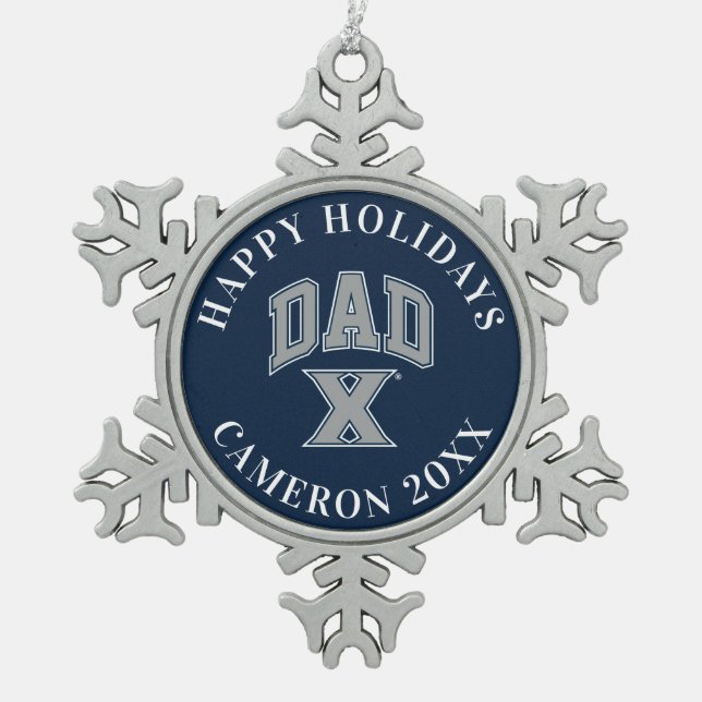 Xavier University Dad Snowflake Pewter Christmas Ornament (Front)