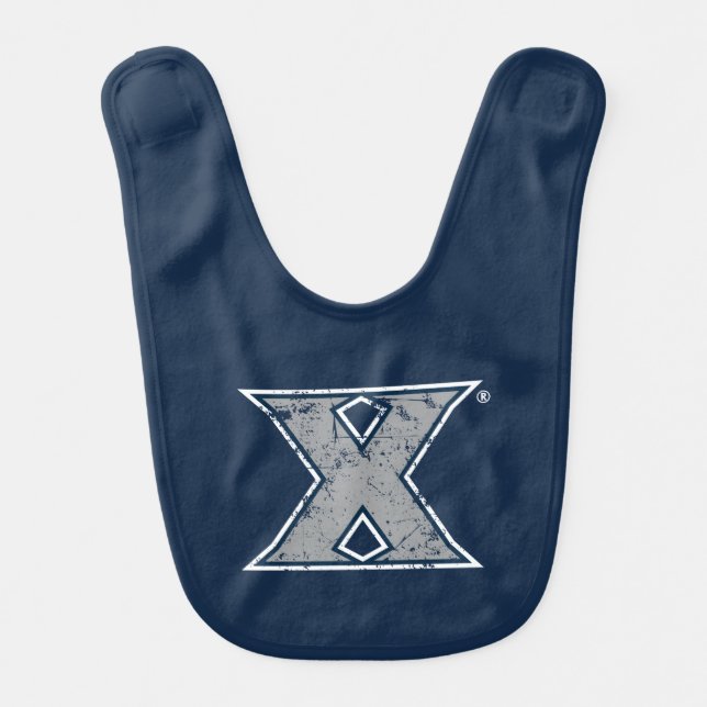 Xavier University Distressed Logo Baby Bib (Front)