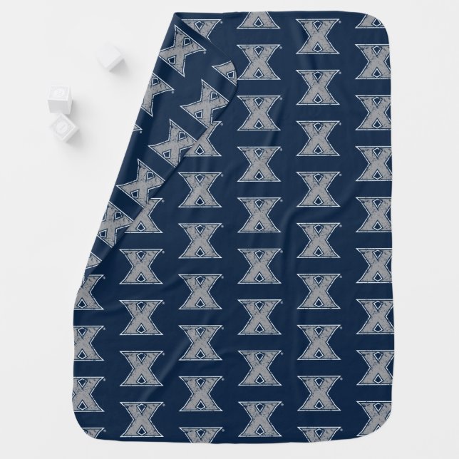 Xavier University Distressed Logo Baby Blanket (In Situ)