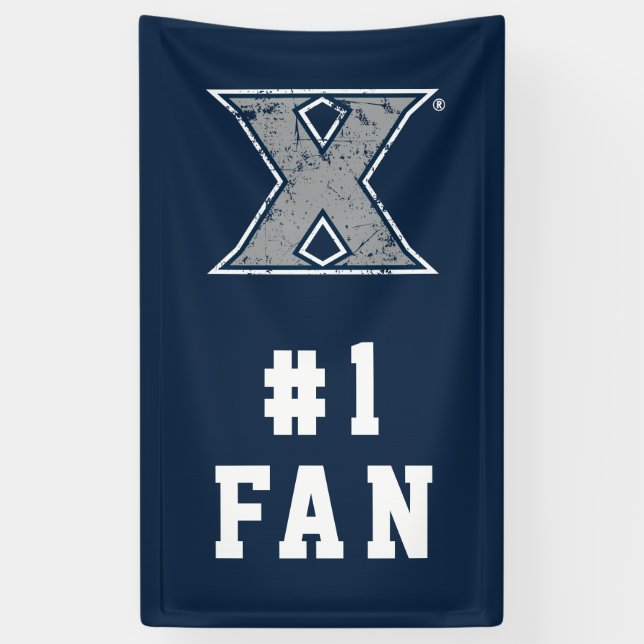 Xavier University Distressed Logo Banner (Vertical)