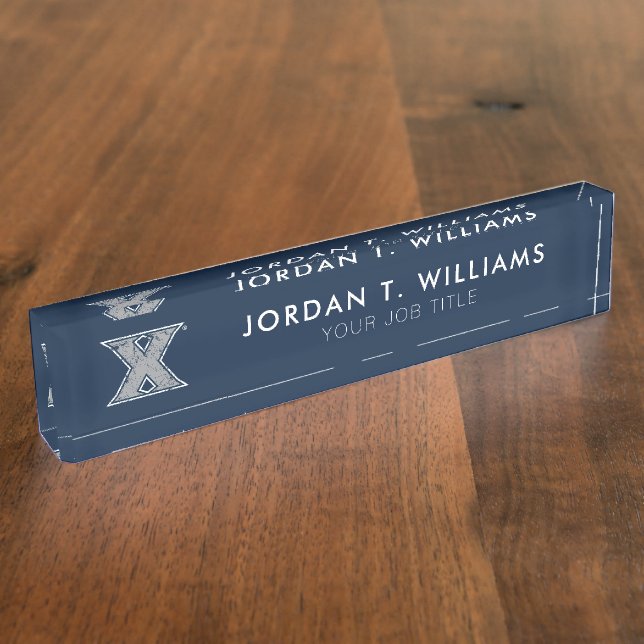 Xavier University Distressed Logo Desk Name Plate (Side)