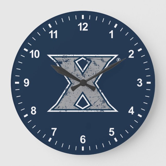 Xavier University Distressed Logo Large Clock (Front)