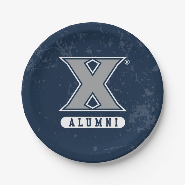 Xavier University Distressed Logo Paper Plates (Front)