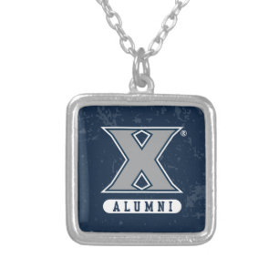 Xavier University Distressed Logo Silver Plated Necklace