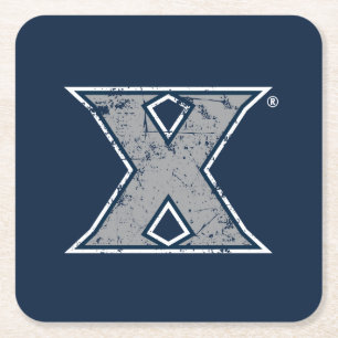 Xavier University Distressed Logo Square Paper Coaster