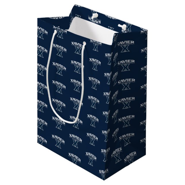 Xavier University Distressed Medium Gift Bag (Front Angled)