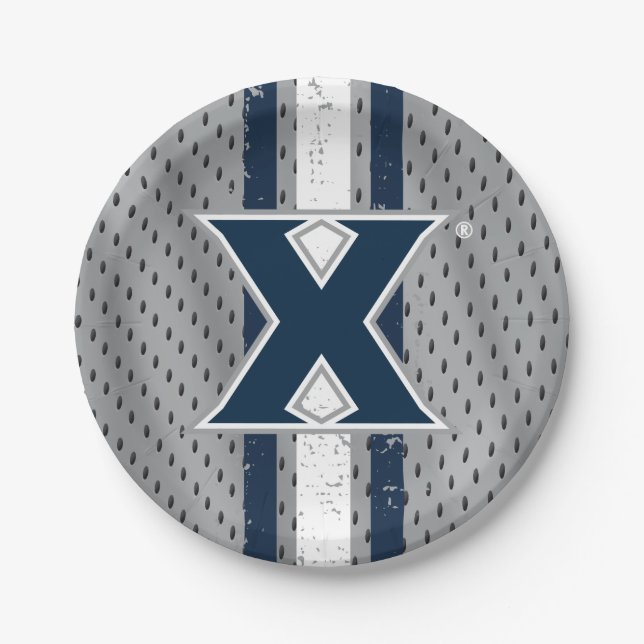 Xavier University Jersey Paper Plates (Front)