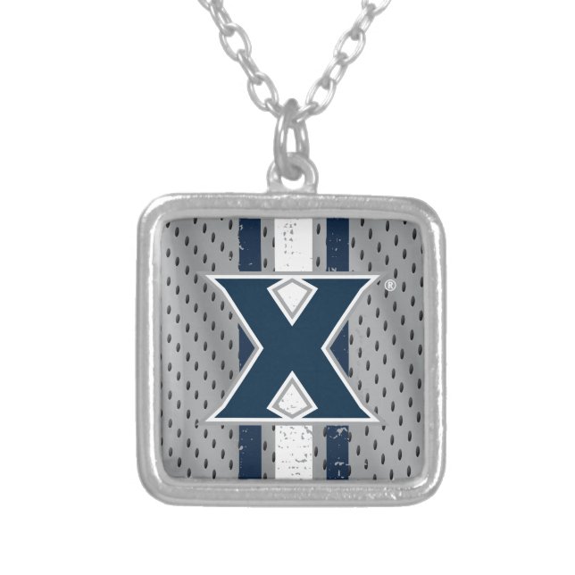 Xavier University Jersey Silver Plated Necklace (Front)