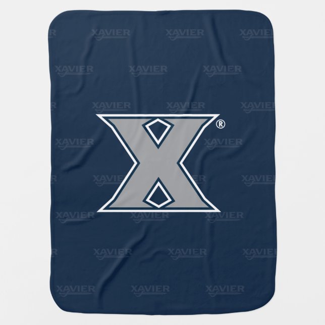 Xavier University Logo Watermark Baby Blanket (Front)