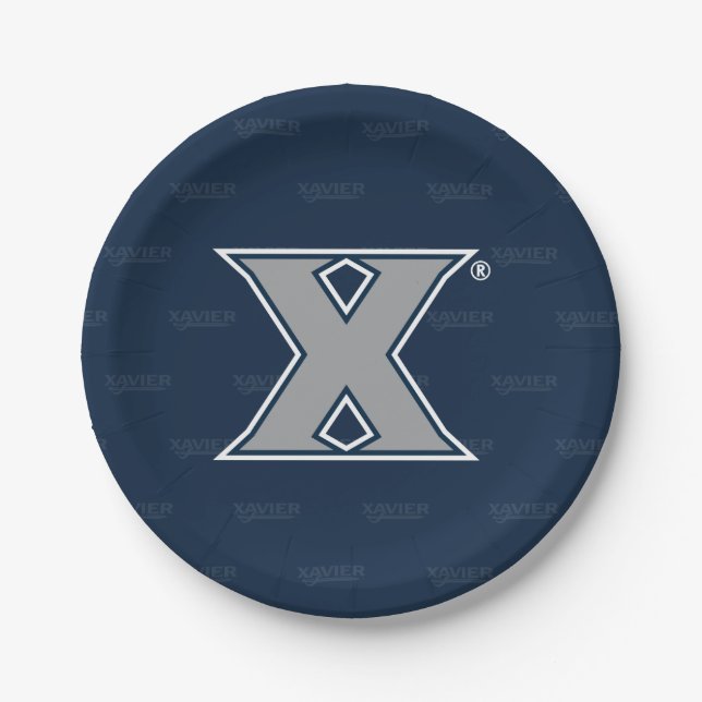 Xavier University Logo Watermark Paper Plates (Front)
