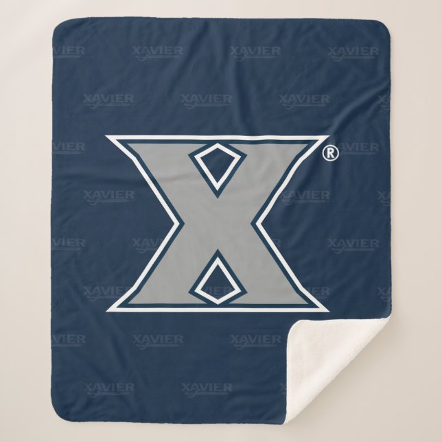 Xavier University Logo Watermark Sherpa Blanket (Front)