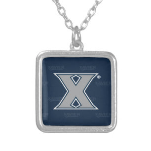 Xavier University Logo Watermark Silver Plated Necklace