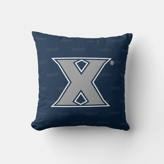 Xavier University Logo Watermark Throw Pillow (Front)