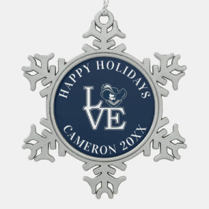 Xavier University Love Snowflake Pewter Christmas Ornament