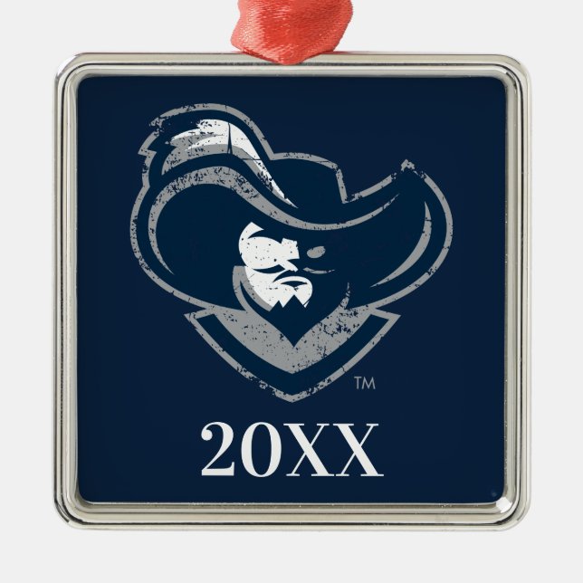 Xavier University Mark Distressed Metal Ornament (Front)