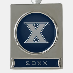Xavier University Mark Silver Plated Banner Ornament