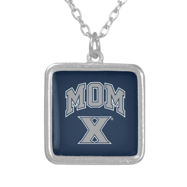 Xavier University Mom Silver Plated Necklace (Front)