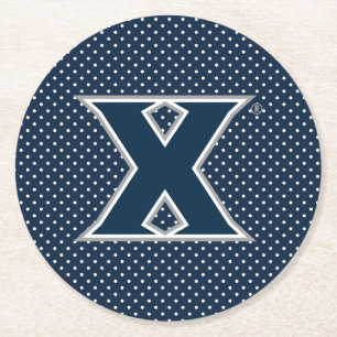 Xavier University Polka Dot Pattern Round Paper Coaster