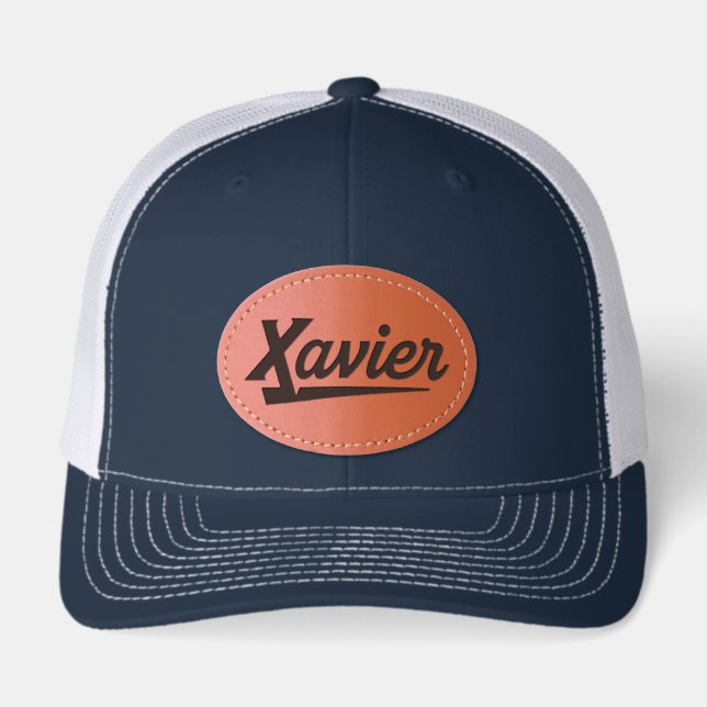 Xavier University Script Leather Patch Hat (Front)