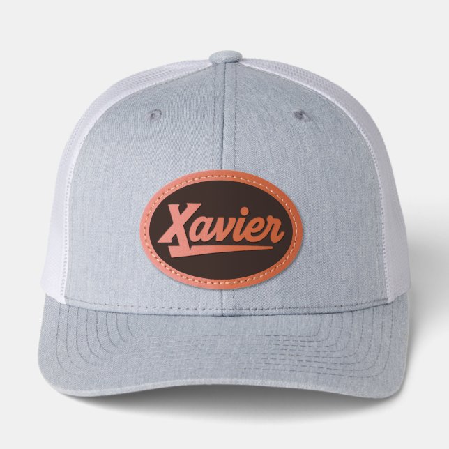 Xavier University Script Leather Patch Hat (Front)