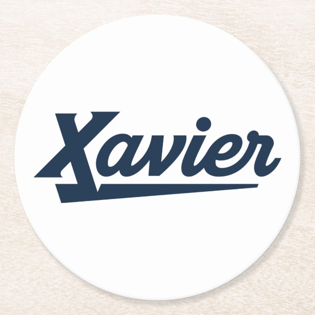 Xavier University Script Round Paper Coaster (Front)