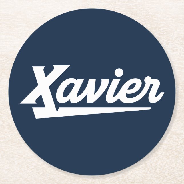 Xavier University Script Round Paper Coaster (Front)