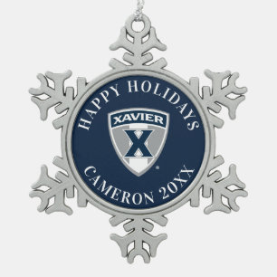 Xavier University Shield Snowflake Pewter Christmas Ornament