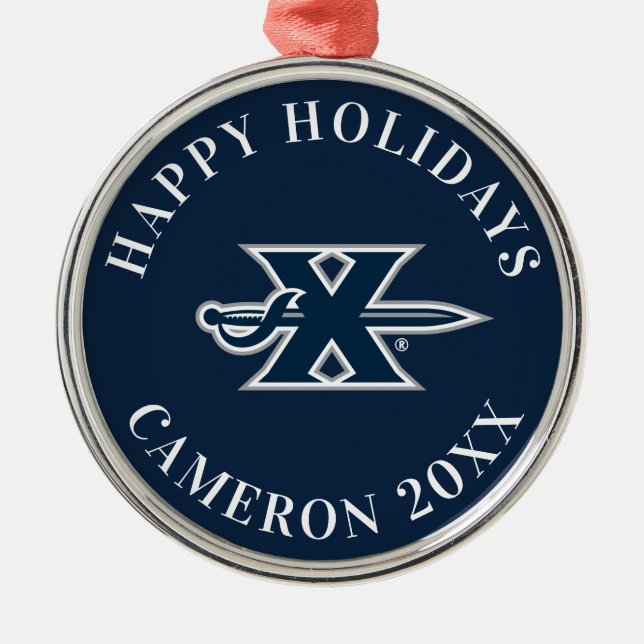Xavier University Sword Logo Metal Ornament (Front)