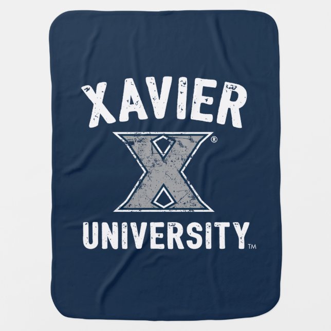 Xavier University Vintage Baby Blanket (Front)