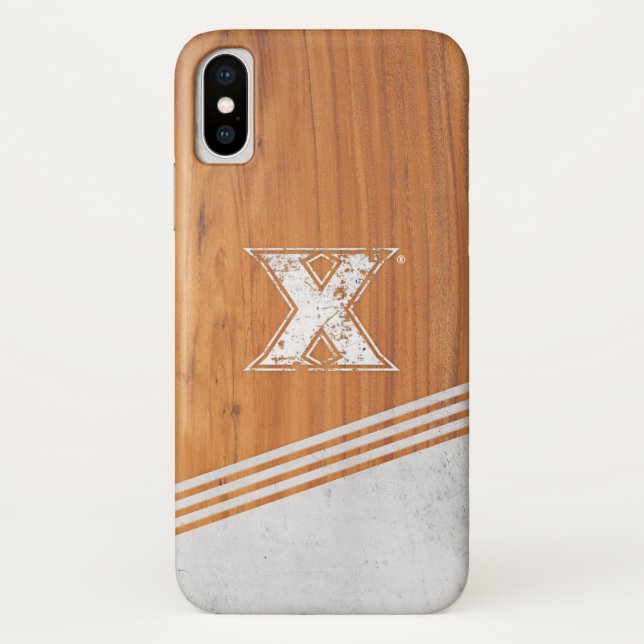 Xavier University Wood Cement Logo Stripe Case-Mate iPhone Case (Back)