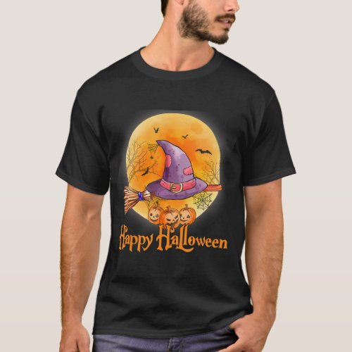 XAxN Happy Halloween Witchy Pumpkin Autumn T_Shirt