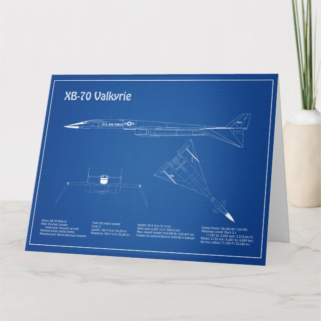 XB-70 Valkyrie - Airplane Blueprint Plans AD Thank You Card (Front)