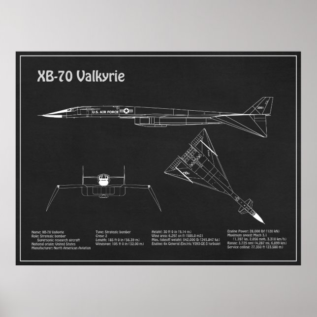 XB-70 Valkyrie - Airplane Blueprint Plans PD Poster (Front)