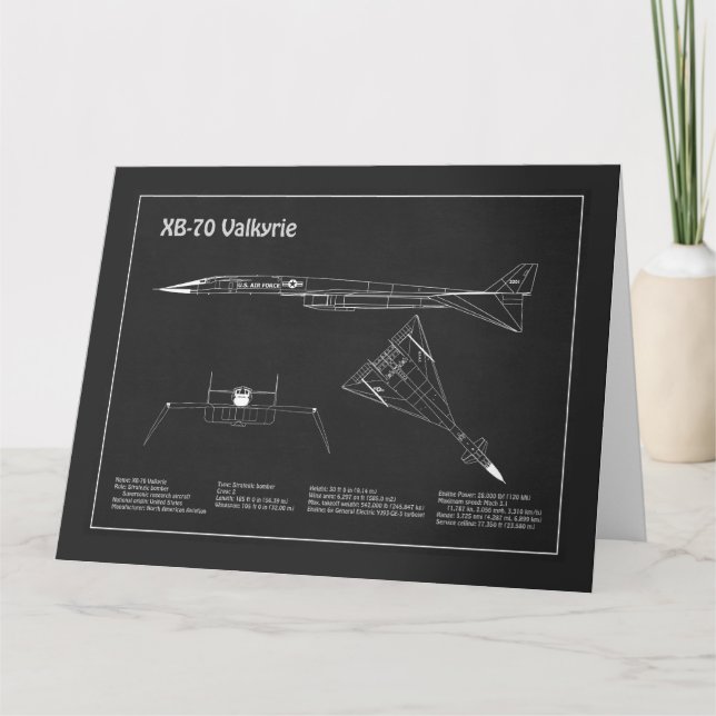 XB-70 Valkyrie - Airplane Blueprint Plans PD Thank You Card (Front)