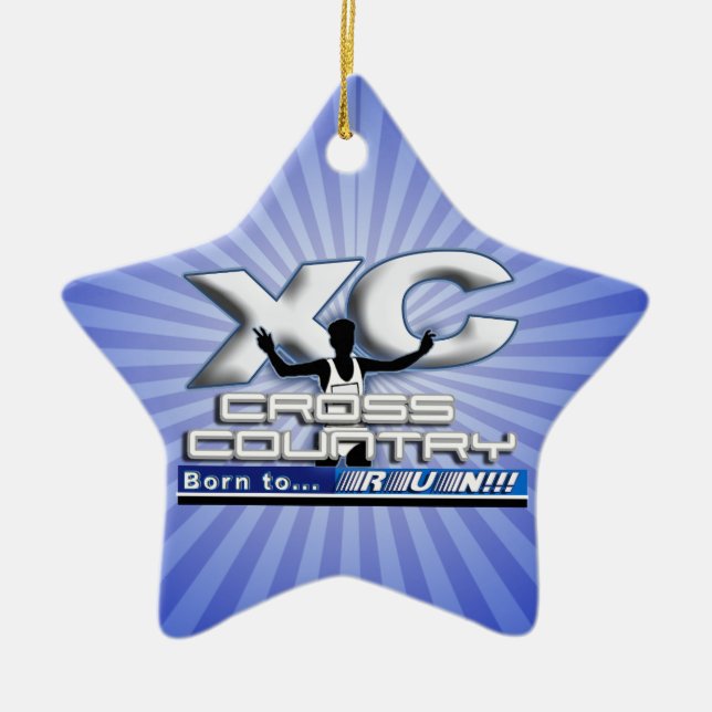 XC BORN TO RUN CROSS COUNTRY LOGO CERAMIC ORNAMENT (Front)