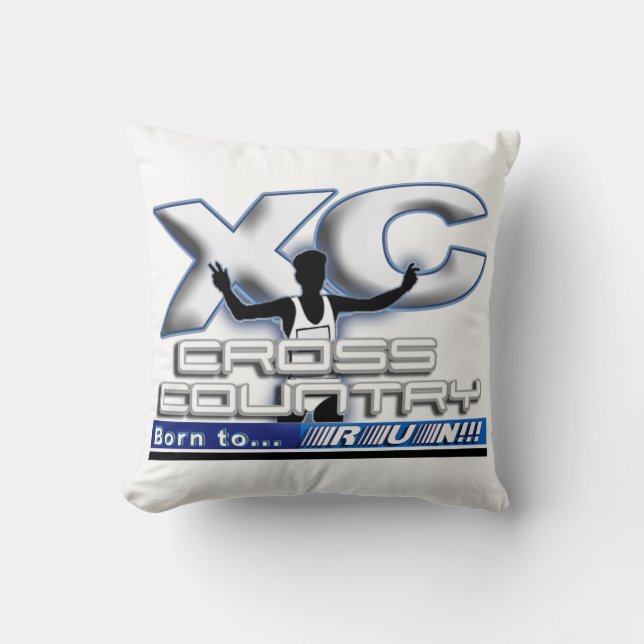 XC BORN TO RUN CROSS COUNTRY LOGO THROW PILLOW (Front)