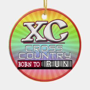 XC CROSS COUNTRY MOTTO BORN TO RUN MAROON CERAMIC ORNAMENT