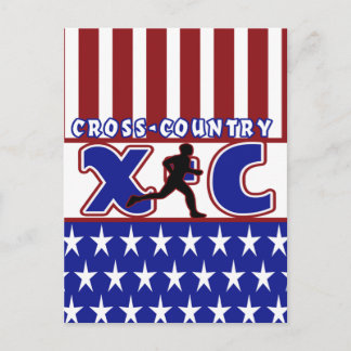 XC CROSS COUNTRY PATRIOTIC USA COLORS POSTCARD