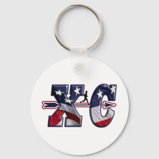 XC CROSS COUNTRY USA FLAG WRAPPED KEYCHAIN